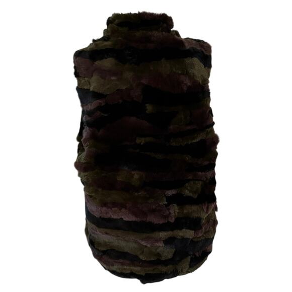 NEW Metric Knits Fur Collection Reversible Rabbit Fur Vest Loden Camo 11951RFV - Picture 2 of 10